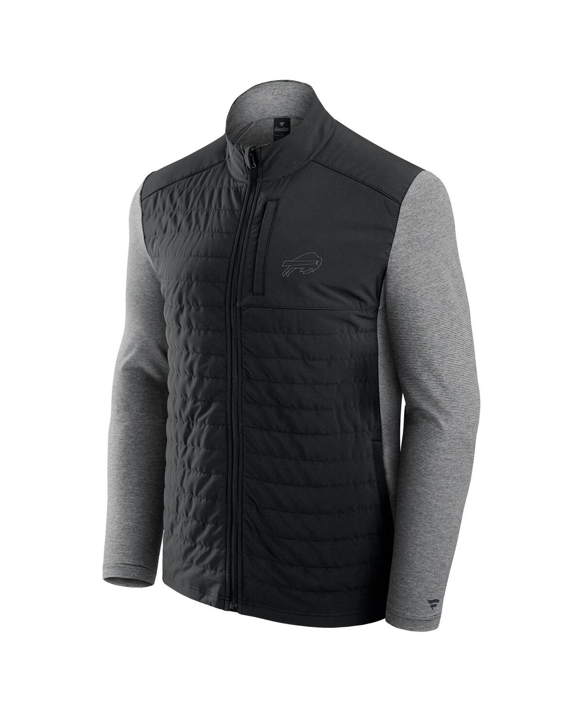 Fanatics Men's And Women's Black/heather Gray Buffalo Bills Front Office Tonal Full-zip Jacket In Black,heather Gray