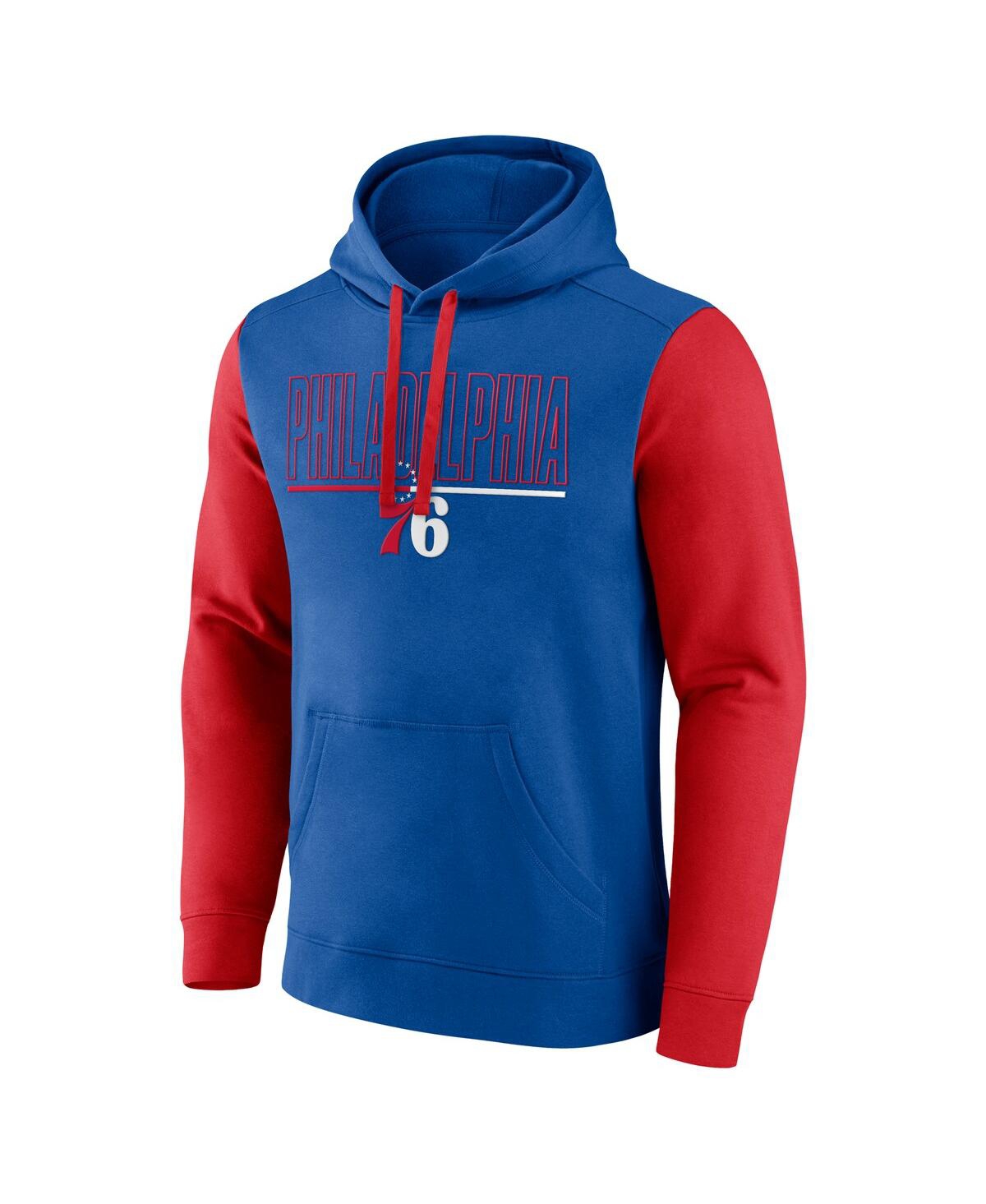 Logo Athletic Men's Royal Philadelphia 76ers Outline Colorblock Pullover Hoodie In Royal