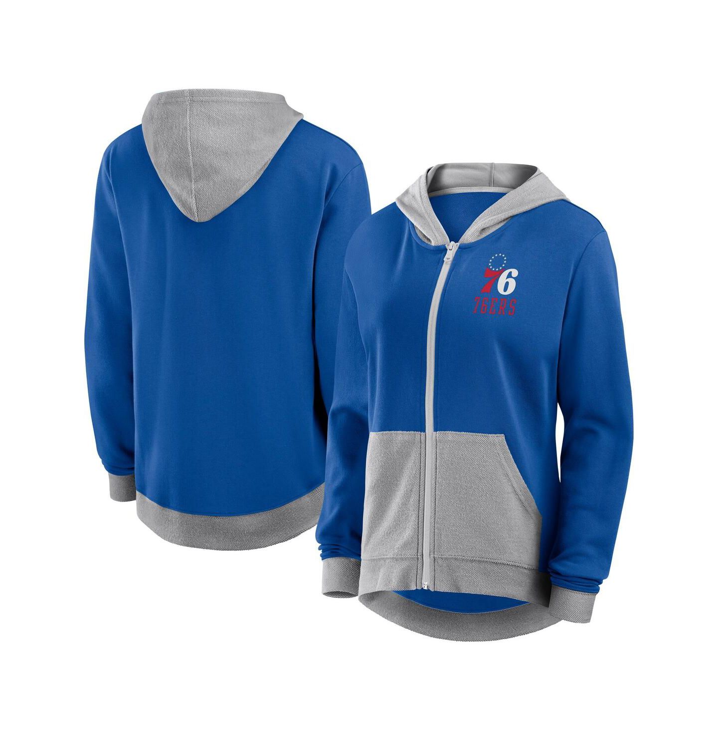 Женское худи Logo Athletic Royal Philadelphia 76ers Hit It French Terry Full-Zip — фото 1