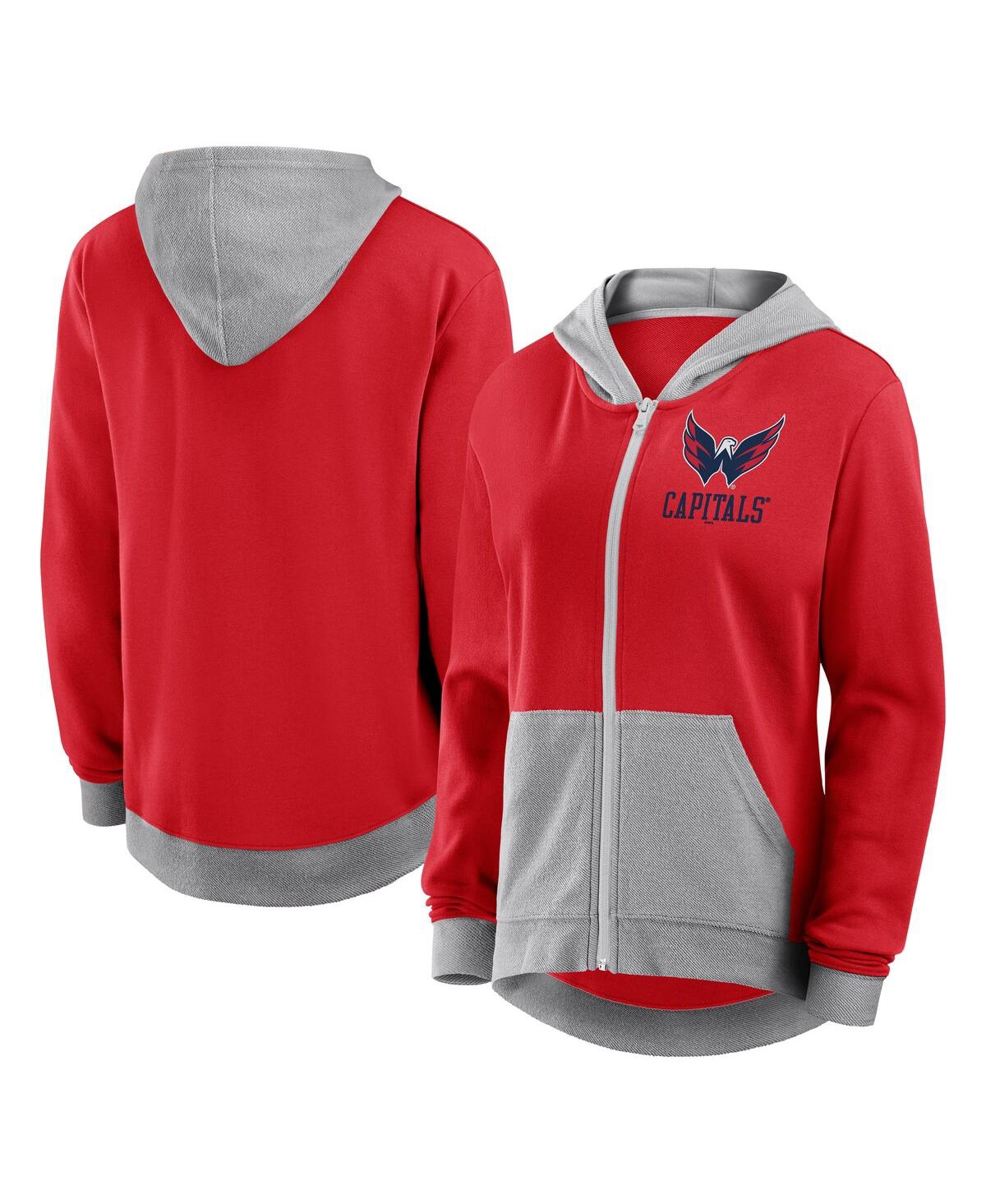 Women's Red Washington Capitals Hit It French Terry Full-Zip Hoodie - Red