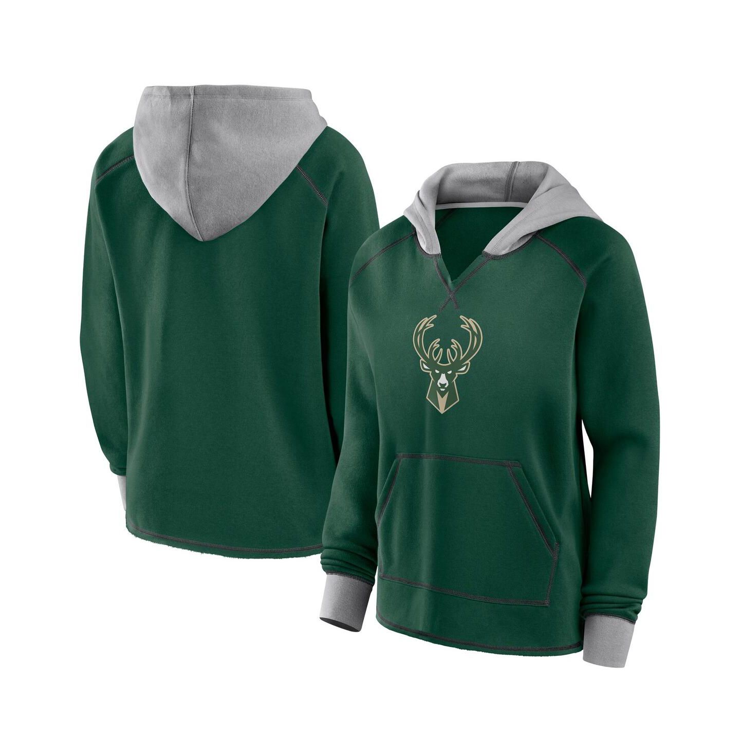 Женское худи Logo Athletic Hunter Green Milwaukee Bucks Boom Pullover — фото 1