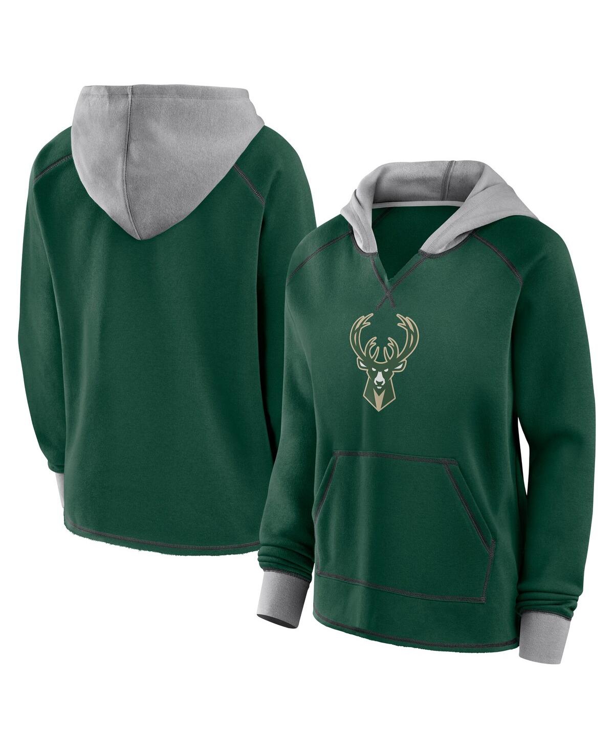 Women's Hunter Green Milwaukee Bucks Boom Pullover Hoodie - Hunter Green