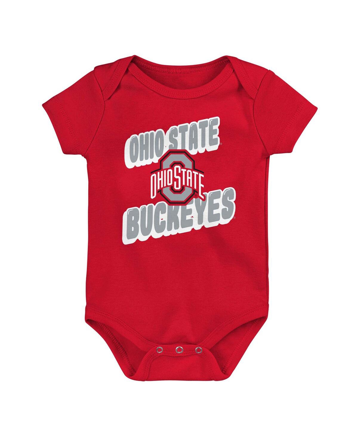 Outerstuff Newborn Scarlet Ohio State Buckeyes Sunday Comics 3-pack Bodysuit Set In Scarlet