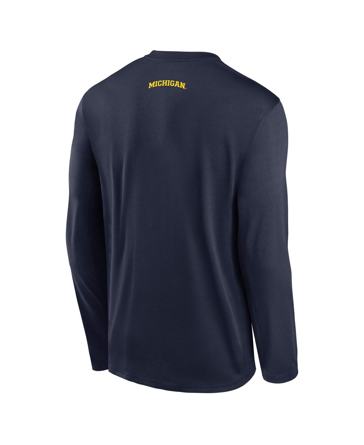 Jordan Men's Navy Michigan Wolverines On-court Basketball Shootaround Performance Long Sleeve T-shirt In Navy
