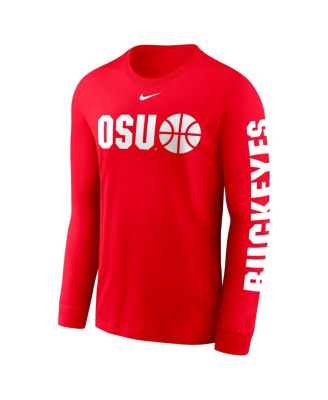 Men's Scarlet Ohio State Buckeyes Basketball Icon Two-Hit Long Sleeve T-Shirt