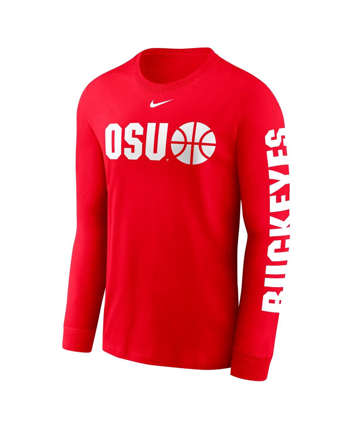 Nike Men's Scarlet Ohio State Buckeyes Basketball Icon Two-hit Long Sleeve T-shirt In Scarlet