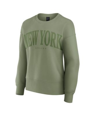 Women's Olive New York Knicks Elements Flow Pullover Sweatshirt