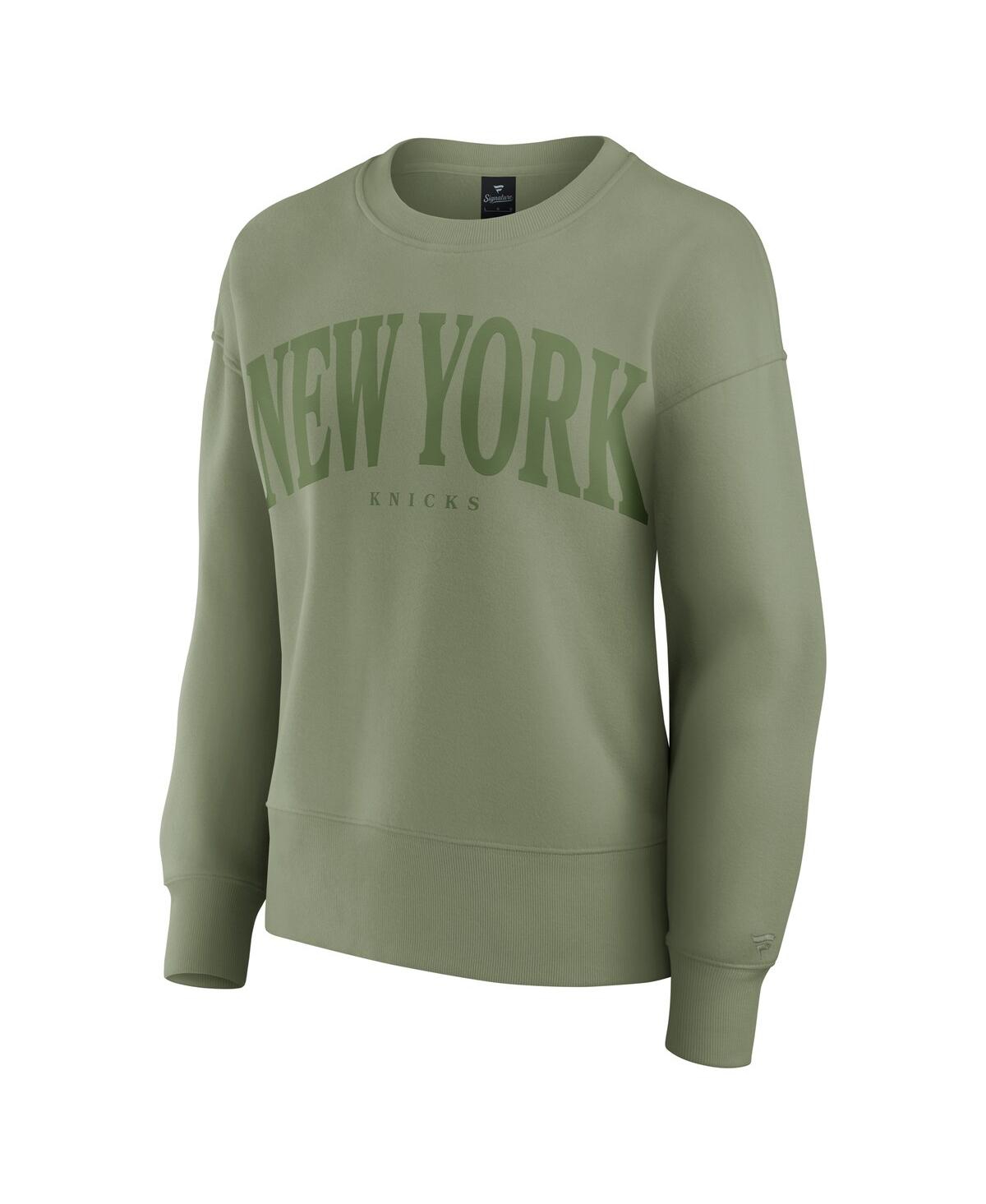 Fanatics Women's Olive New York Knicks Elements Flow Pullover Sweatshirt In Olive