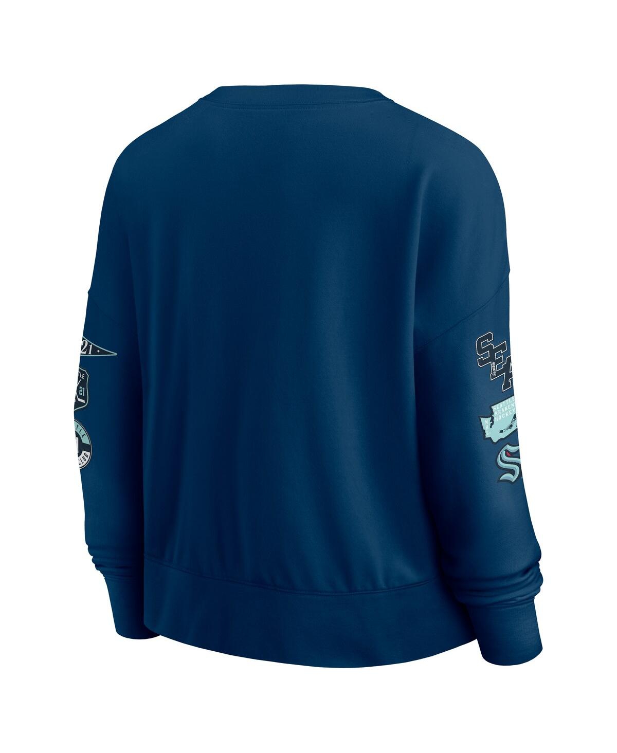 Fanatics Women's Deep Sea Blue Seattle Kraken Go Team Pullover Sweatshirt In Navy