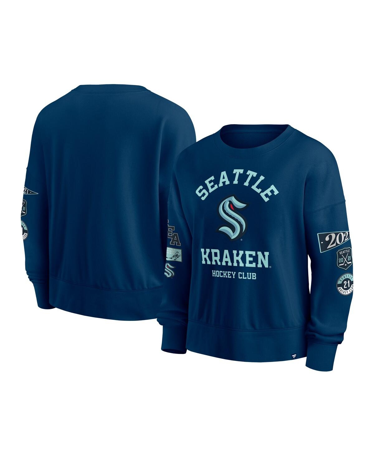 Fanatics Women's Deep Sea Blue Seattle Kraken Go Team Pullover Sweatshirt In Navy