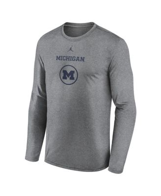 Men's Heather Gray Michigan Wolverines 2024 On-Court Basketball Practice Legend Performance Long Sleeve T-Shirt