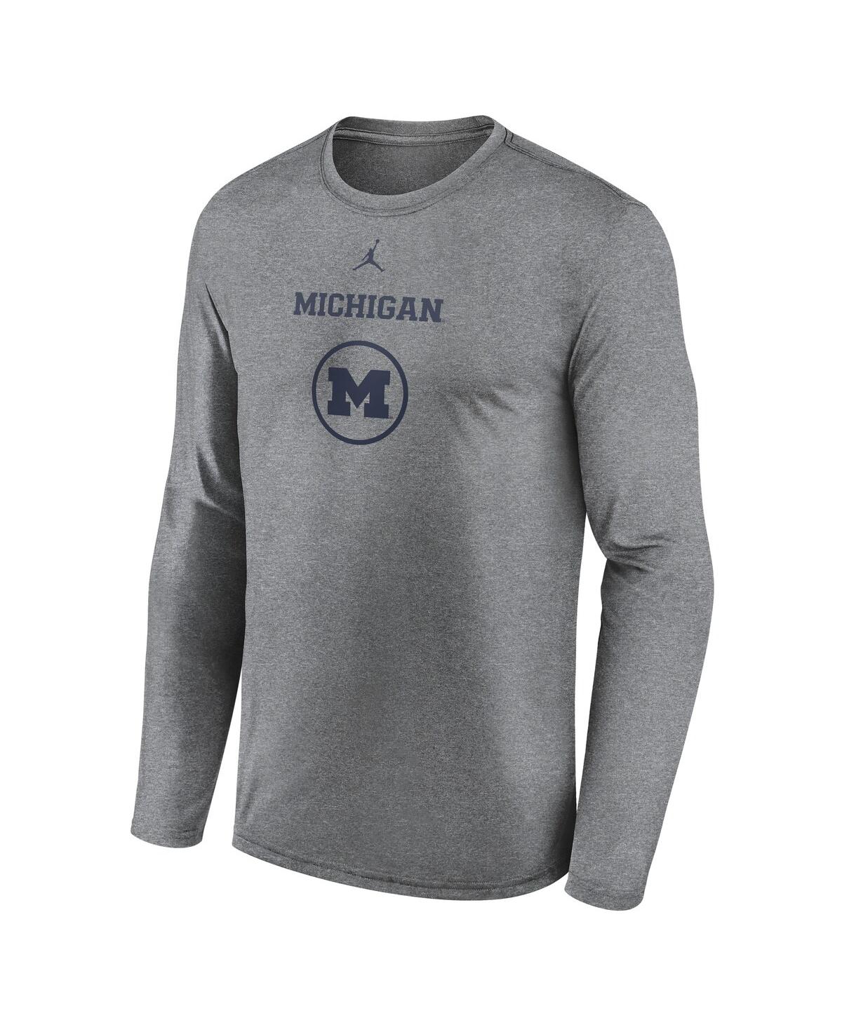 Jordan Men's Heather Gray Michigan Wolverines 2024 On-court Basketball Practice Legend Performance Long Sle In Heather Gray
