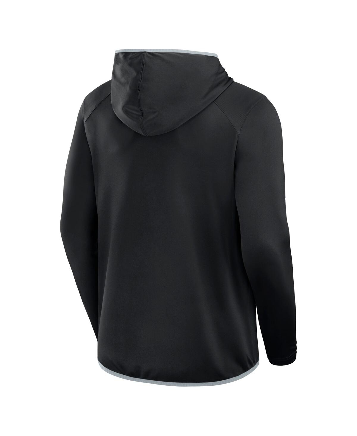 Fanatics Men's Black Las Vegas Raiders Transitional Defender Hoodie Long Sleeve T-shirt In Black