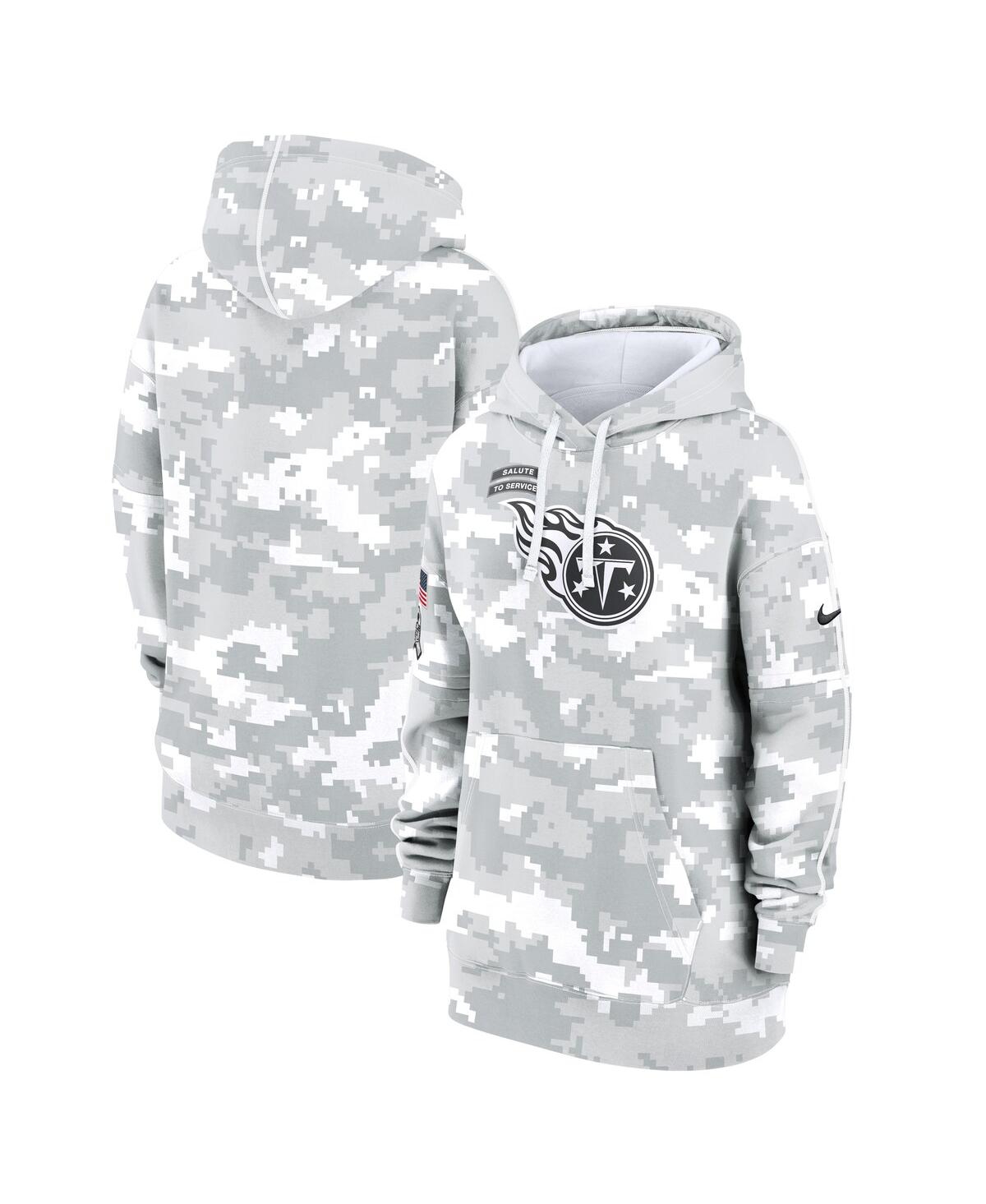 Nike Women's Arctic Camo Tennessee Titans 2024 Salute To Service Club Fleece Oversized Pullover Hoodie In Arctic Camo