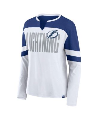 Women's White/Blue Tampa Bay Lightning Frozen Long Sleeve Notch Neck T-Shirt