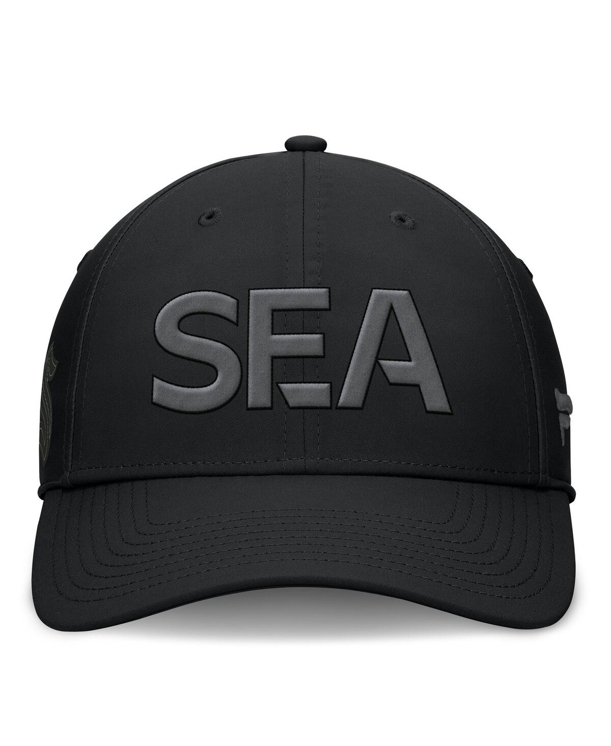 Fanatics Men's Black Seattle Kraken Authentic Pro Road Team Code Side Patch Flex Hat In Black