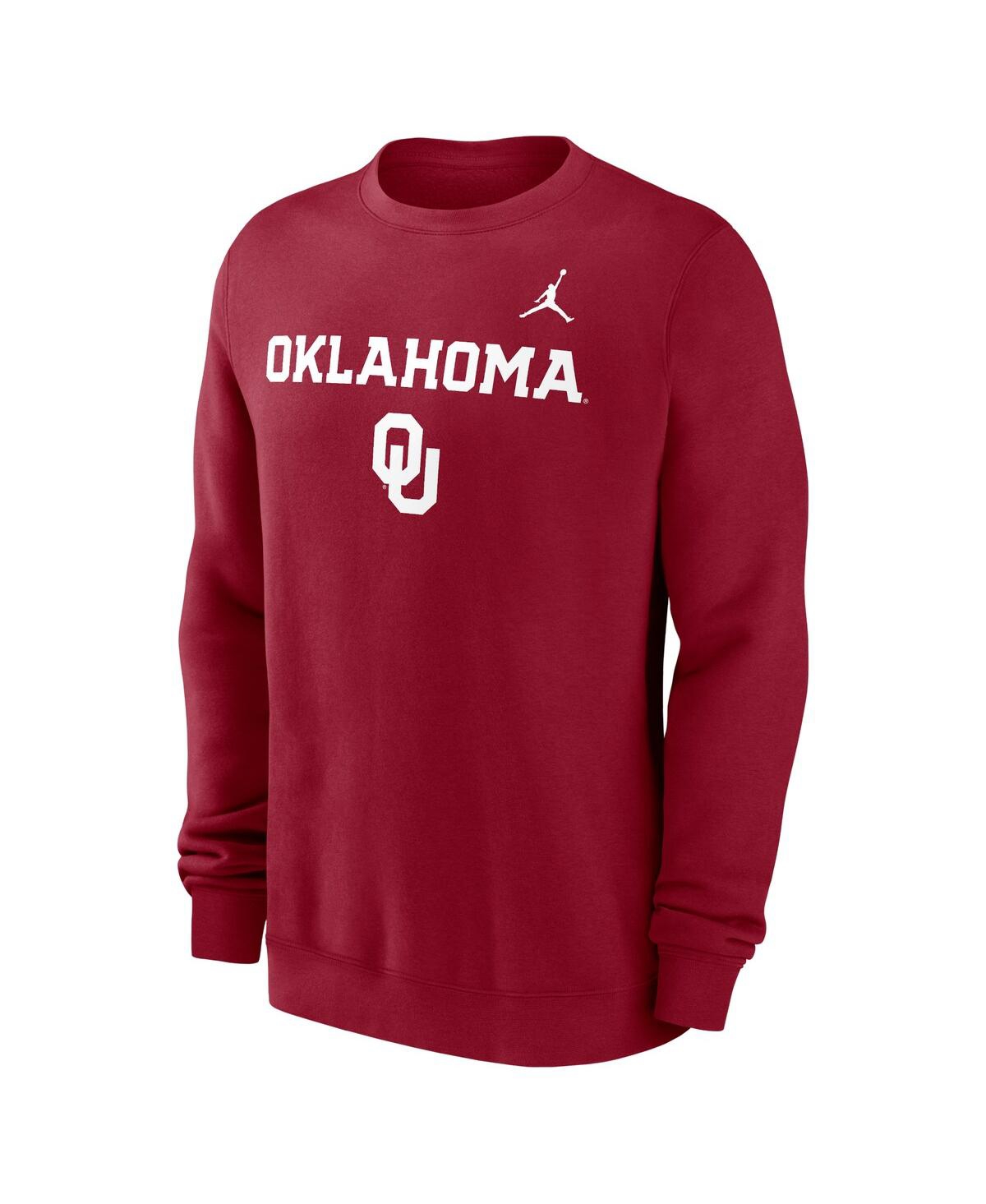 JORDAN MEN'S CRIMSON OKLAHOMA SOONERS PRIMETIME PRIMARY STACK PULLOVER SWEATSHIRT 