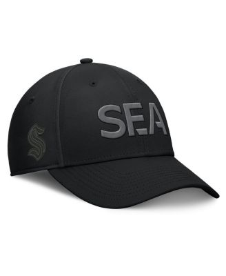 Men's Black Seattle Kraken Authentic Pro Road Team Code Side Patch Flex Hat