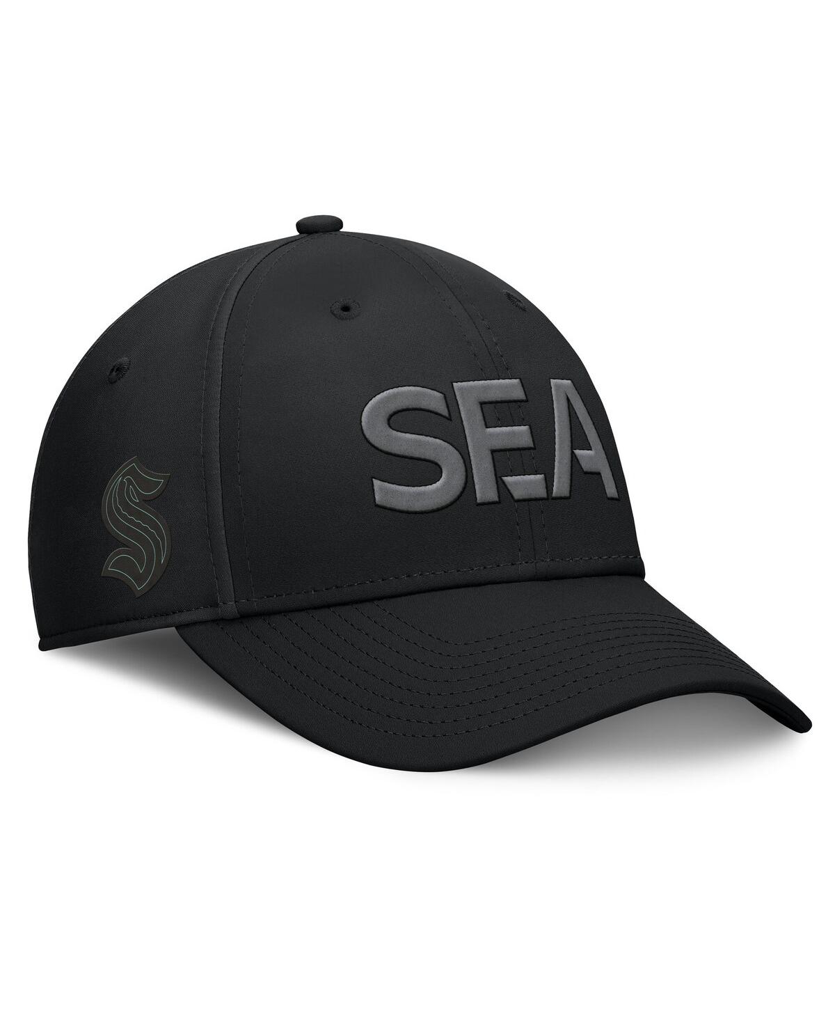 Fanatics Men's Black Seattle Kraken Authentic Pro Road Team Code Side Patch Flex Hat In Black