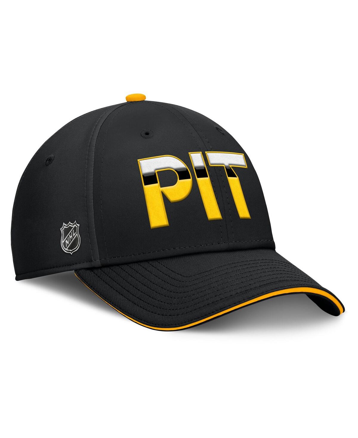 Fanatics Men's Black/gold Pittsburgh Penguins Authentic Pro Rink Team Code Flex Hat In Black,gold