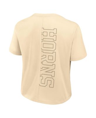 Women's Tan Texas Longhorns Performance Cropped T-Shirt