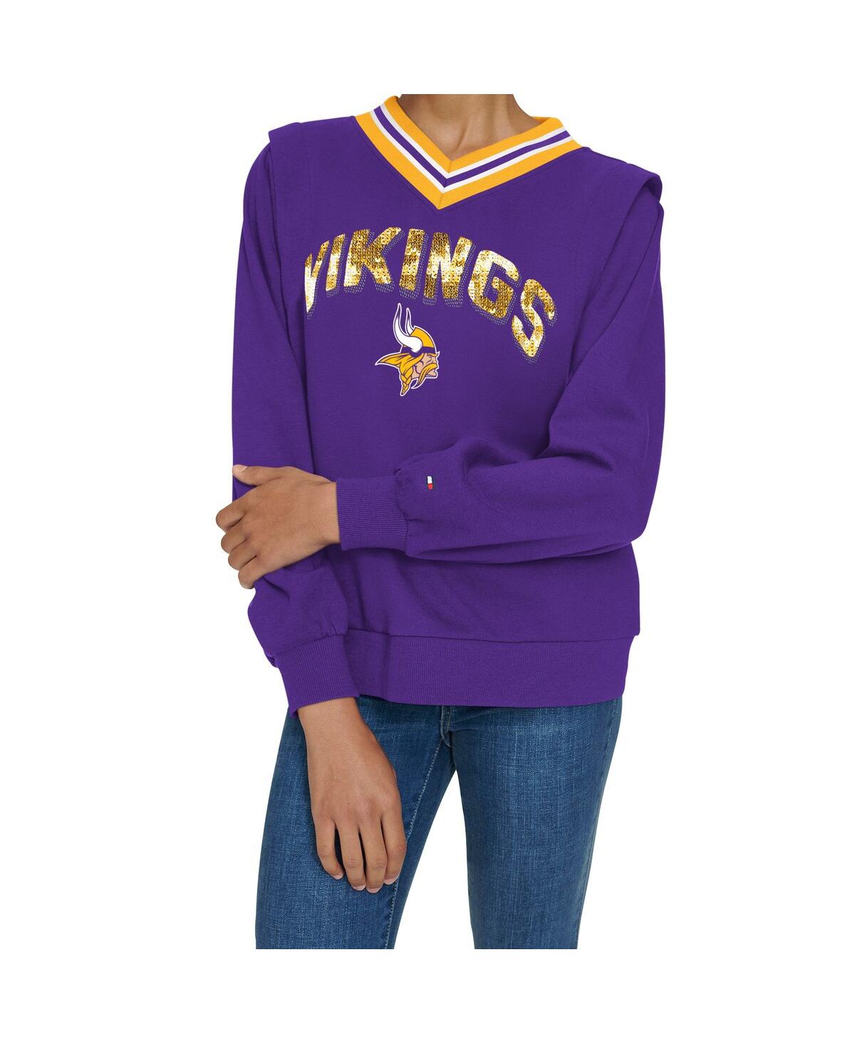 Tommy Hilfiger Women's Purple Minnesota Vikings Alice V-neck Pullover Sweatshirt In Purple