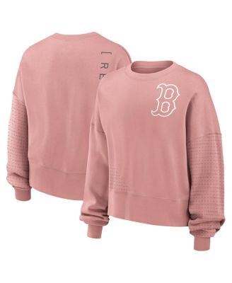 Nike - Women's Pink Boston Red Sox Statement Oversized Long Sleeve Cropped Sweatshirt