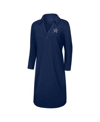 Women's Navy Dallas Cowboys Ashby Isles Three-Quarter Length Sleeve Pullover Jersey Dress