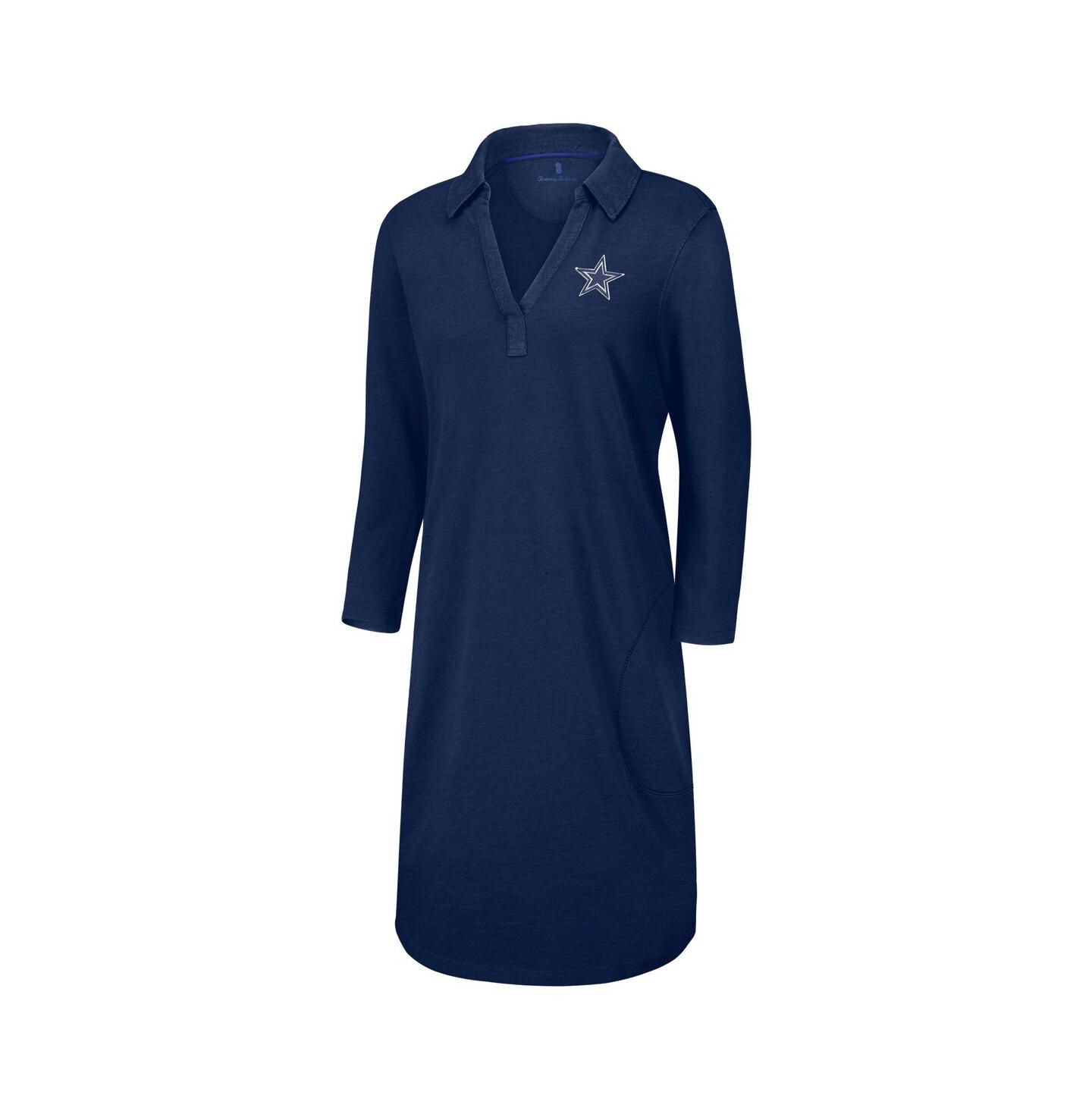 Женское платье Tommy Bahama Navy Dallas Cowboys Ashby Isles Three-Quarter Length Sleeve Pullover Jersey Dress — фото 3