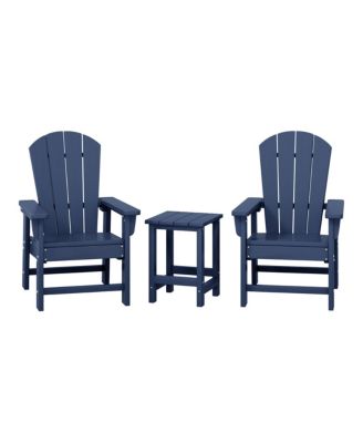 Kids 3-Piece Outdoor HDPE Adirondack Chairs With Square Side Table Set