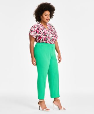 Plus Size Stretch-Crepe Straight-Fit Suit Pants