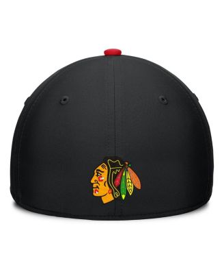 Men's Black/Red Chicago Blackhawks Authentic Pro Rink Team Code Flex Hat