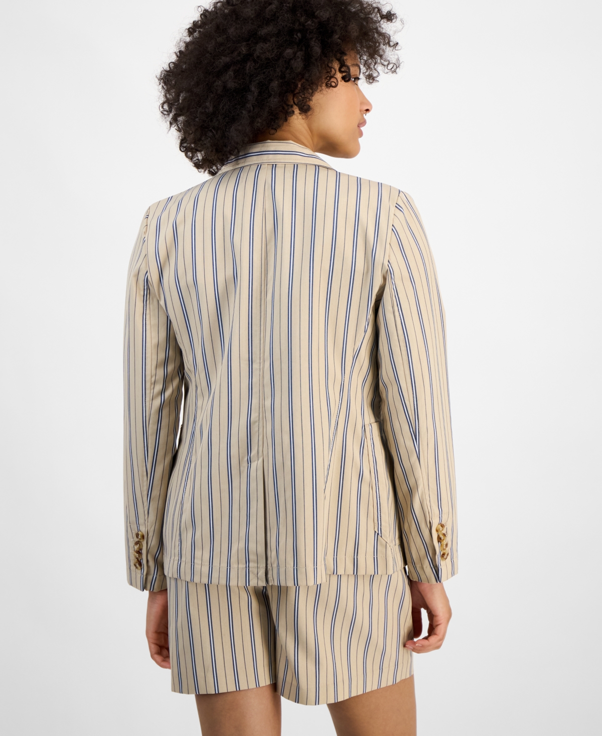 Tommy Hilfiger Women's Striped Two-button Blazer In Irish Cream Multi