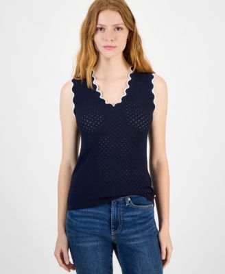 Tommy Hilfiger - Women's Scalloped-Edge Pointelle Sweater
