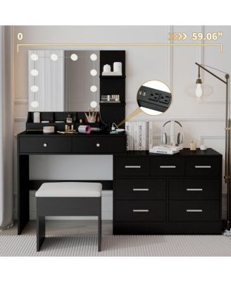 Makeup Vanity with Lights – LED Lighted Dressing Table with Storage for Bedroom or Makeup Area