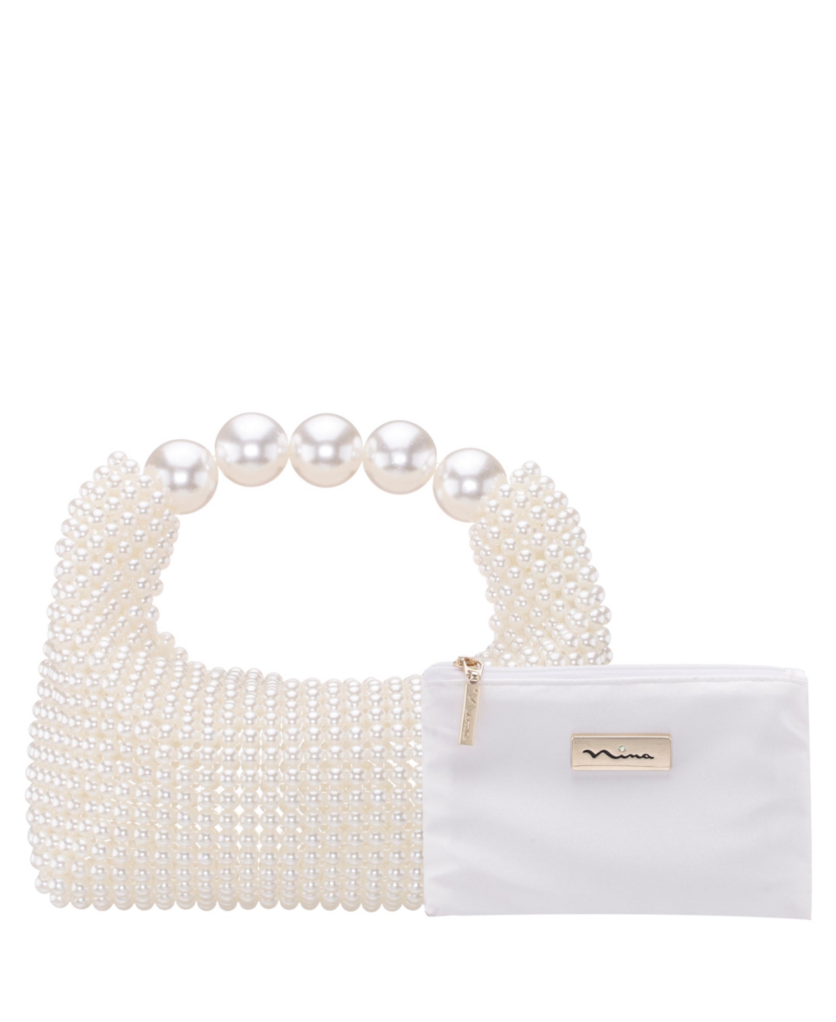 Nina Large Beaded Handle Hobo Bag In Ivory