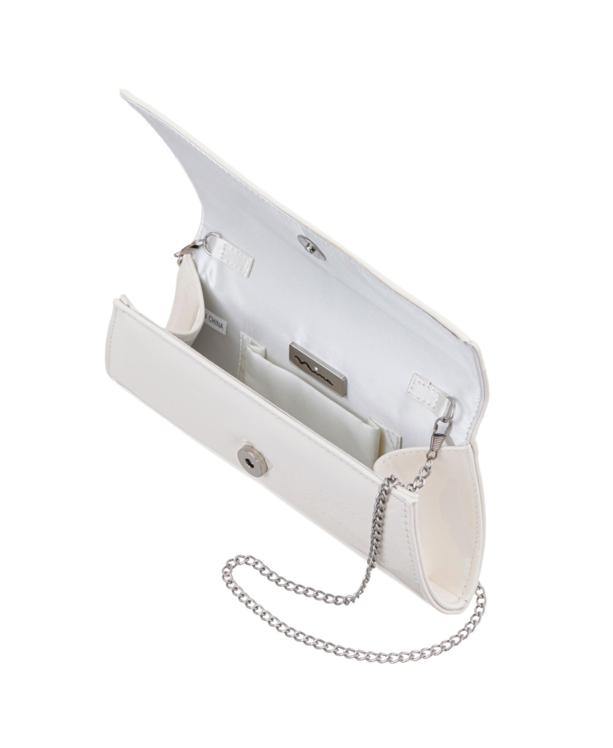 Shop Nina Curved Flap Slim Clutch In Ecru