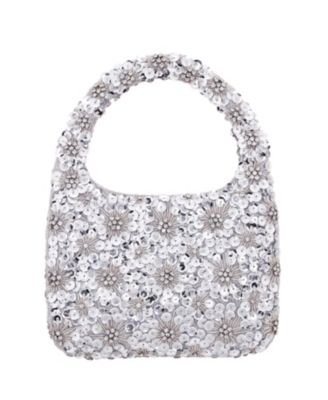 Floral Patterned Sequin Hobo Bag