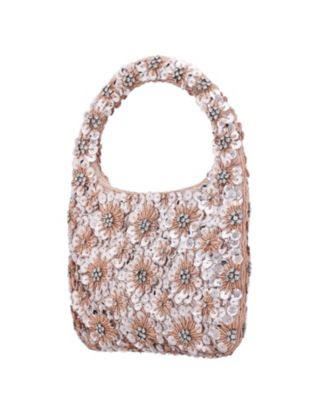 Floral Patterned Sequin Hobo Bag