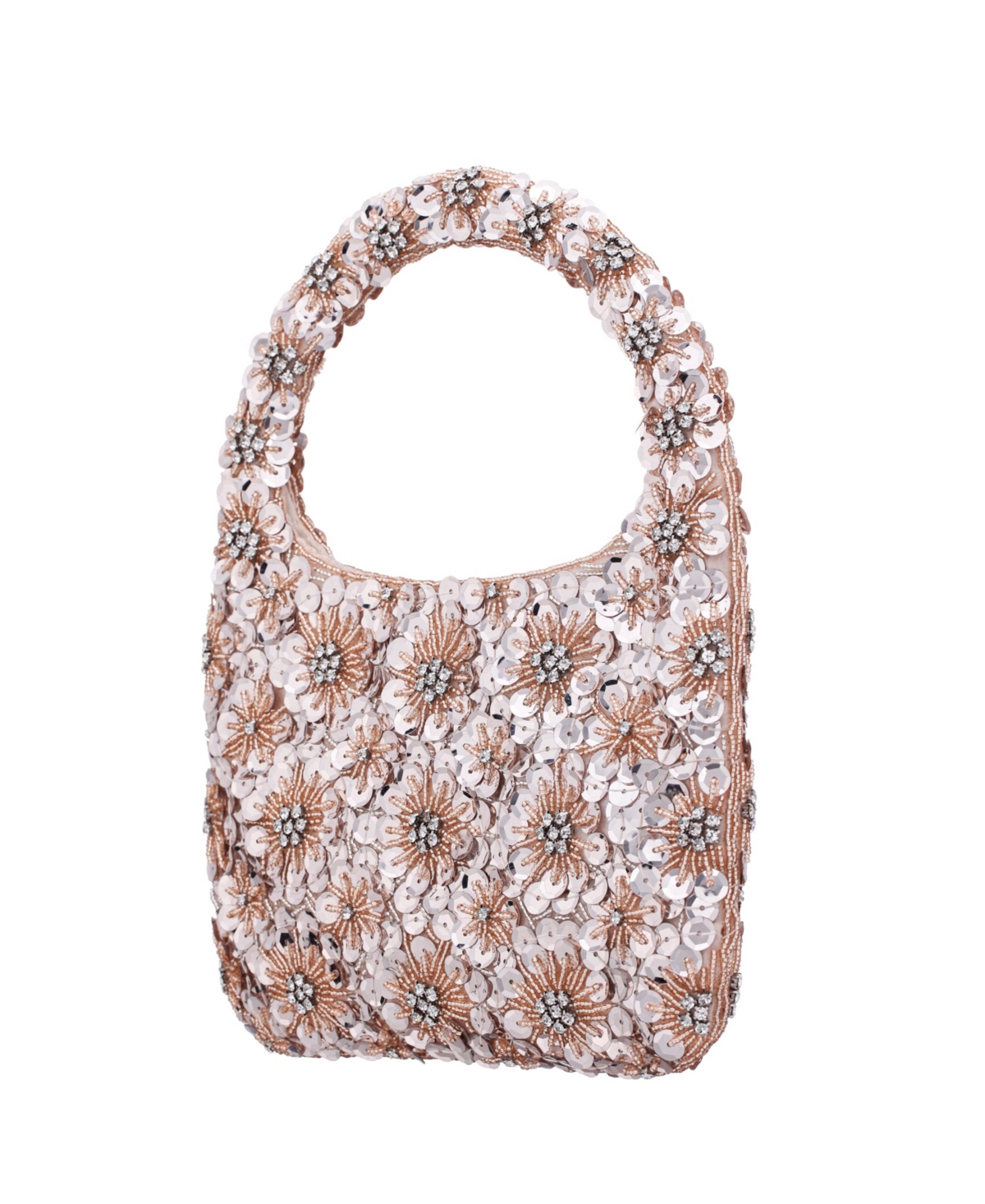 Shop Nina Floral Patterned Sequin Hobo Bag In Platino
