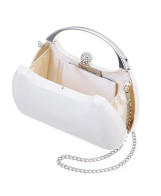 Patent Minaudiere with Metal Handle Clutch