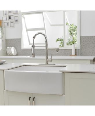 LED Light and Deck Plate Single Handle Deck Mount Pull Down Sprayer Kitchen Faucet