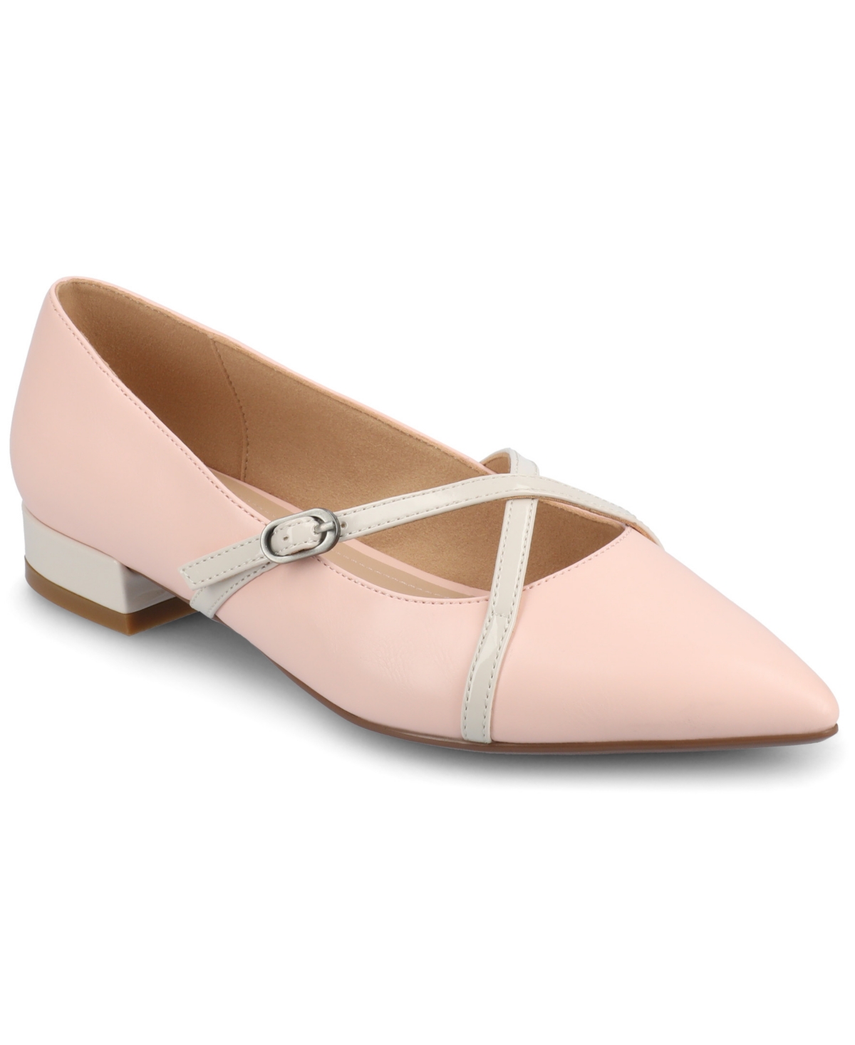 Shop Journee Collection Women's Camby Crisscross Strap Pointed Toe Flats In Pink