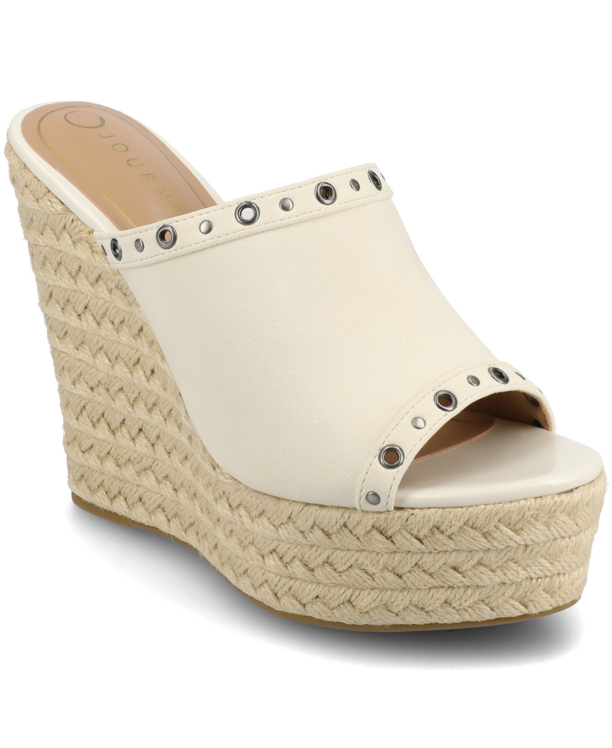 Journee Collection Yari Platform Wedge Espadrille Sandal In White