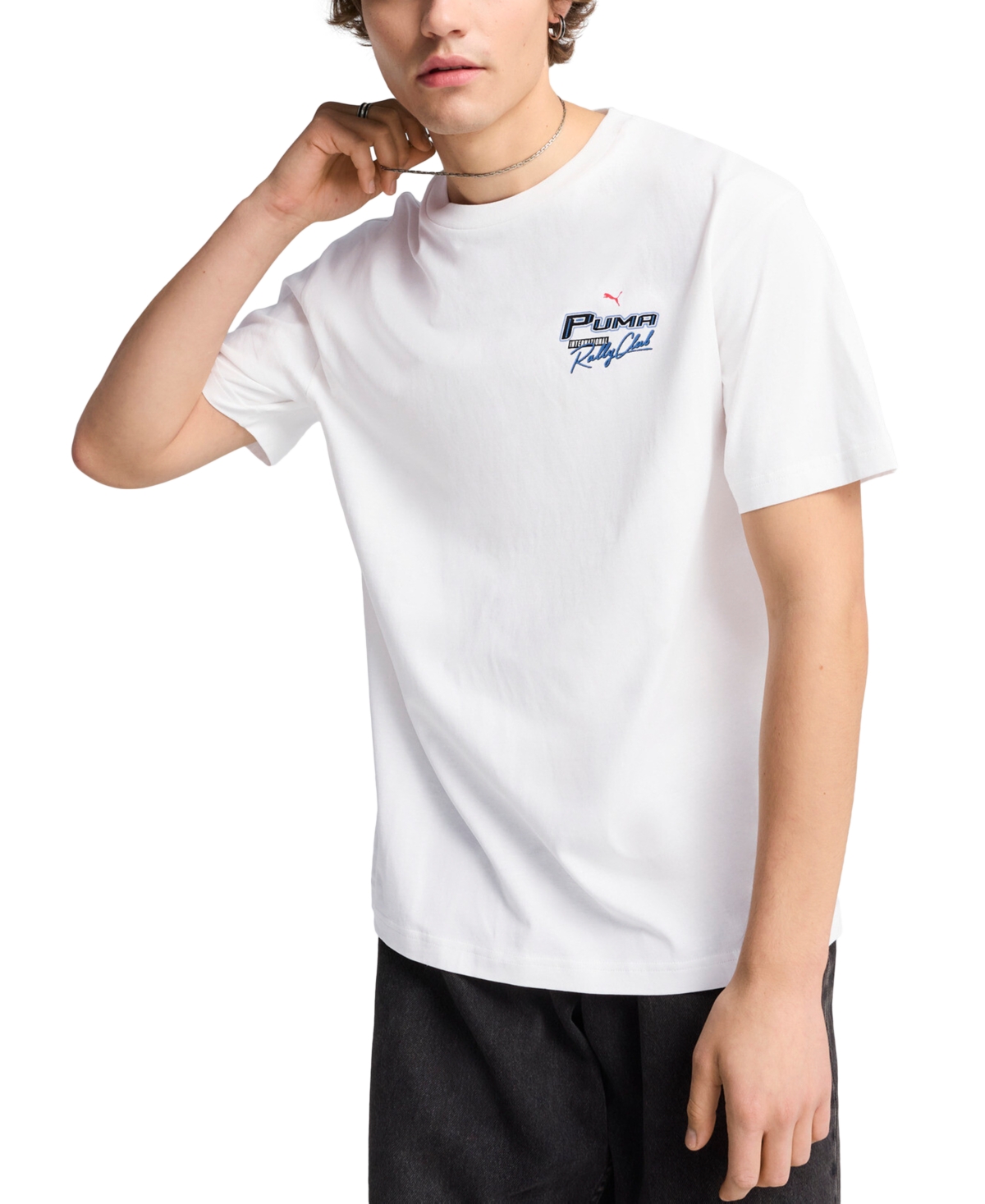 Puma Men's Moto Semi-rubber Print T-shirt In White