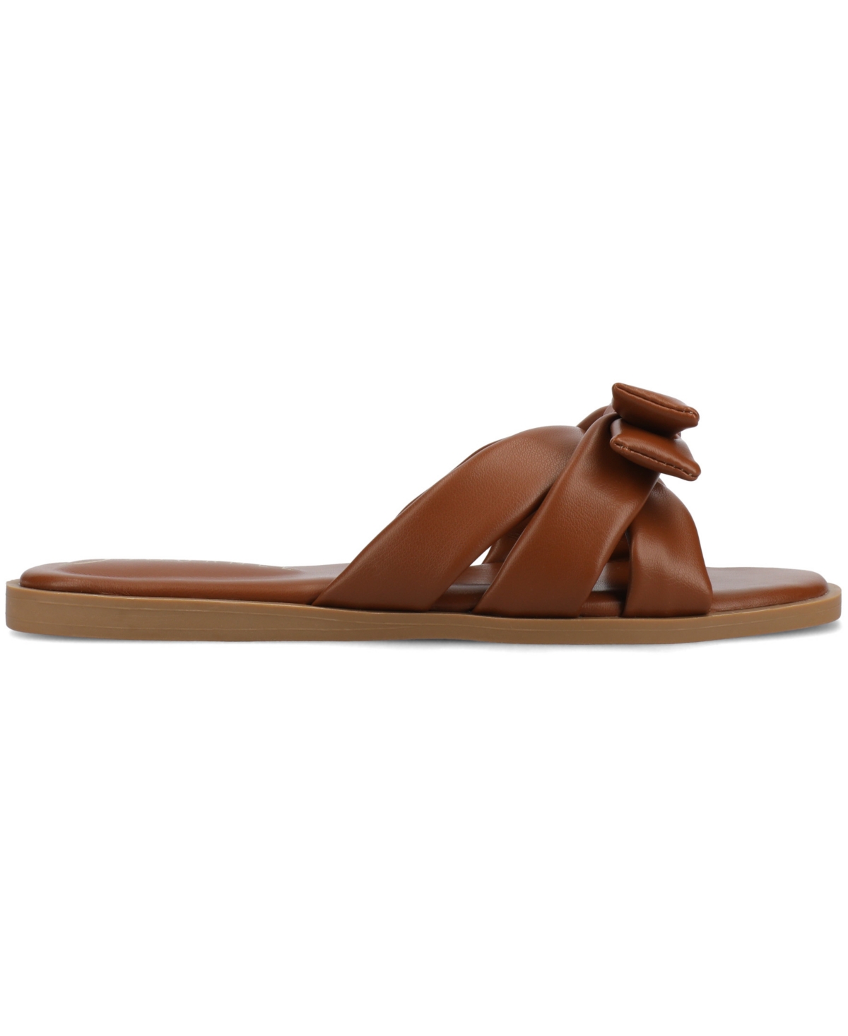 Shop Journee Collection Women's Prylin Bow Slide Flat Sandals In Cognac