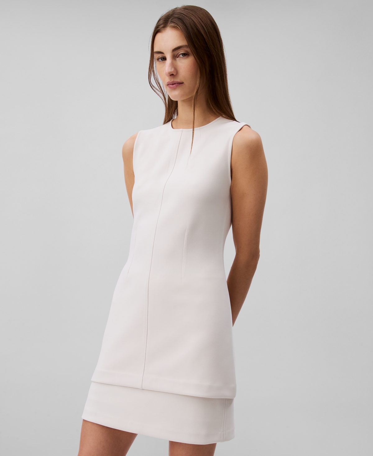 Calvin Klein Women's Sleeveless Tailored Knit Tunic In Turtledove