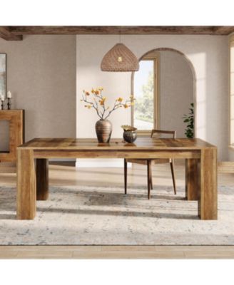 63-Inch Dining Table for 4-6 People, Rectangular Kitchen Dinner Table, Farmhouse Wooden Eating Table for Home Kitchen, Dining Room