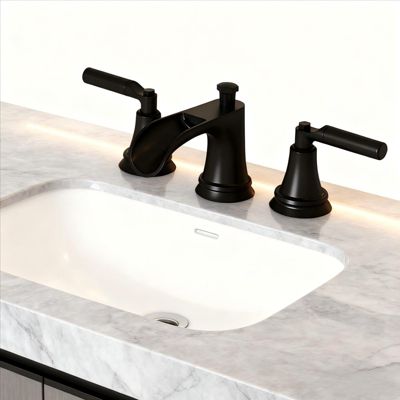 8 in. Widespread Double-Handle 3-Hole Waterfall Bathroom Faucet Water-Saving with Metal Drain in Brushed Gold