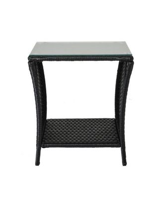 Outdoor Patio Wicker Side Table Stylish and Durable Table for Garden, Deck, or Patio Use